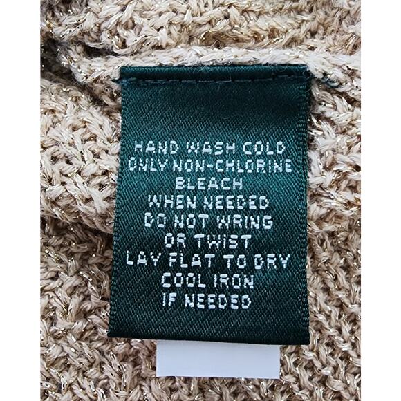 Lauren Ralph Lauren Sweater Womens Medium Gold Metallic Knit Boatneck Preppy - Picture 10 of 11